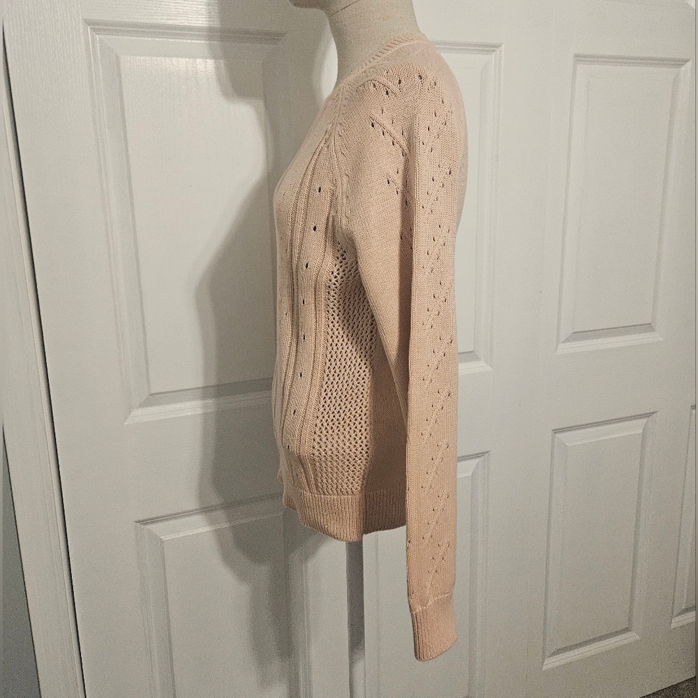 J. Crew Pink Cable Knit Crew Neck Sweater - Picture 2 of 5